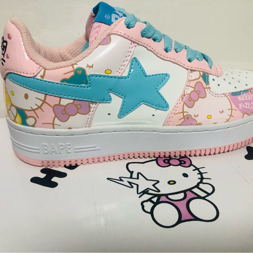 Bape Pink and Blue Sneakers Whimsical Design